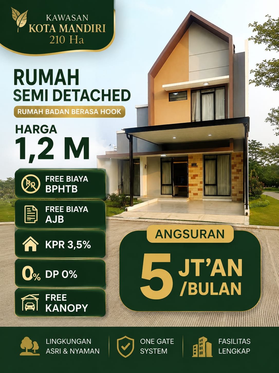 Rumah semi detached Serpong Natura City kawasan kota mandiri 210 hektare